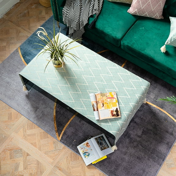 Coffee Table Cover,Japanese Wave Table Covers With Tassel Washable,Dustproof Table Cover Protector For TV Cabinet Study Coffee Table Bedside Table-Green-40x280cm(16x110")