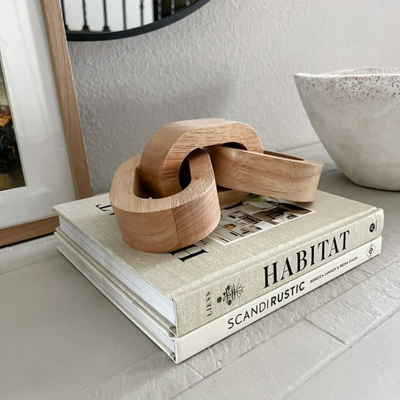 Coffee Table Decor Book Shelf Decor Accents Home Decor Console Table Decor Items Living Room Decor Wood Chain Link Decor