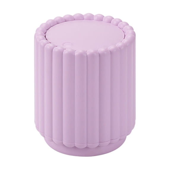 Coffee Table Decor Creatives Mini Desktop Trash Can with Lid, 5.91X5.12X5.12In Gray Plastic, Push to Open for Home Desk Coffee Table Small Trash Can