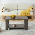 thumbnail image 1 of Coffee Table, Double Layered Tea Table, Rectangular Dining Table for Living Room, Bedroom, Apartment, Office, Gray, 1 of 9