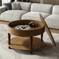thumbnail image 1 of Coffee Table with Dual Storage for Living Room, 31.5" Modern Round Coffee Table with Storage and Hidden Compartment, Adjustable Leveling Feet, Easy Assembly (Walnut), 1 of 7
