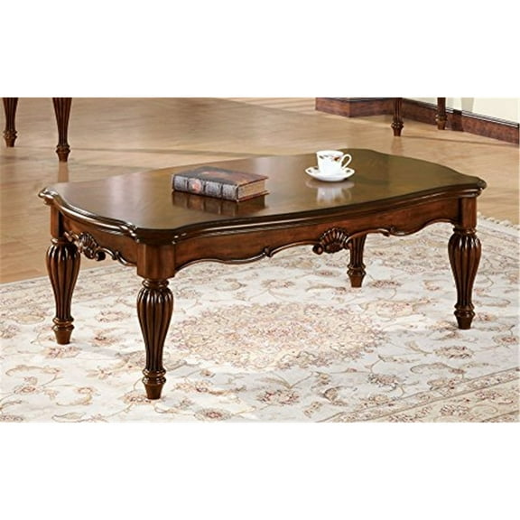 Coffee Table, Elegant Living Room Occasional Table, 52" Wide, Cherry Finish