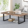 thumbnail image 1 of Coffee Table, Industrial Simple Wooden Living Room Table, Modern Minimalist Farmhouse Rectangle Center Table, Wood and Metal Vintage Tea Coffee Table for Home Bedroom, Rustic Brown, 39 Inch, 1 of 9