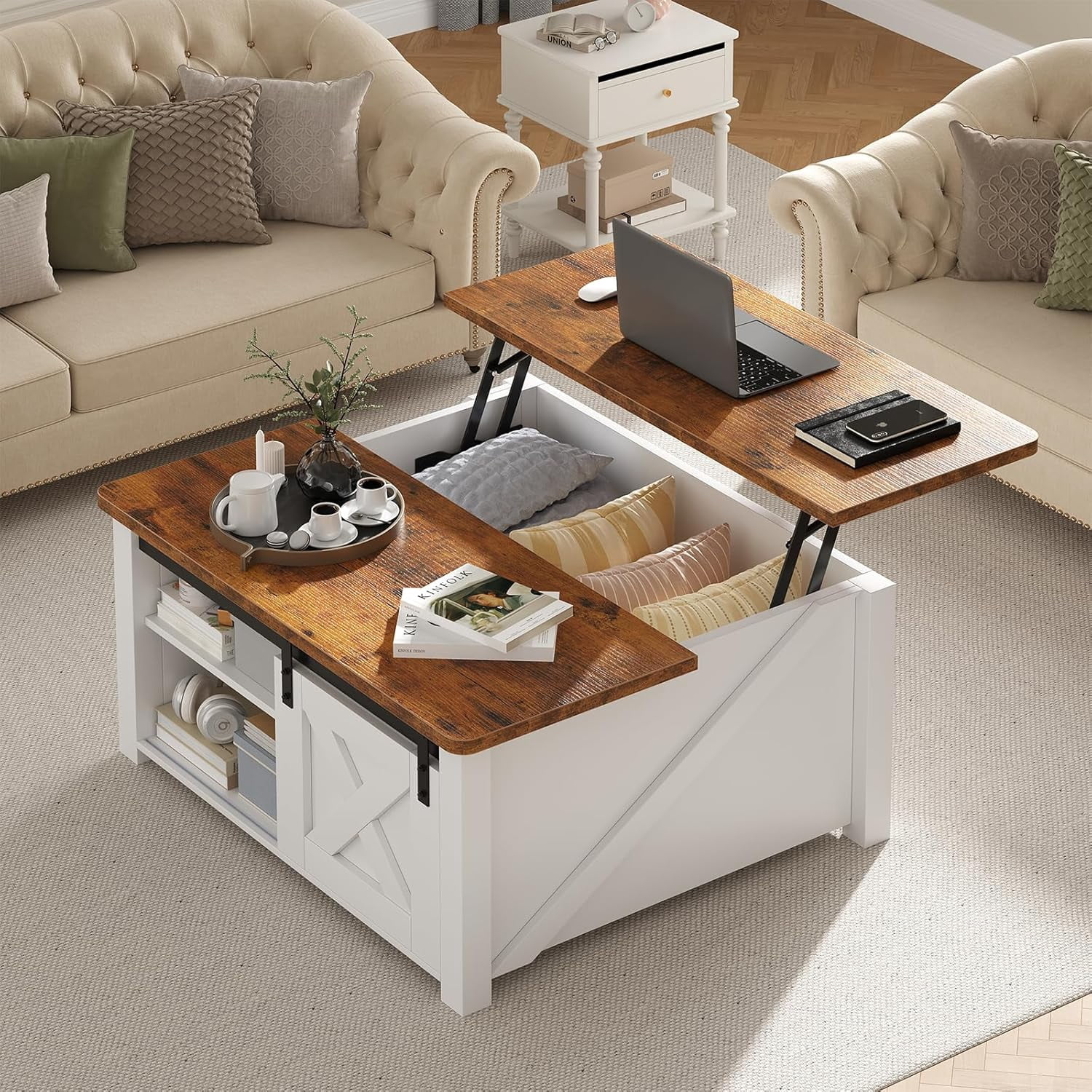 Coffee Table, Lift Top Center Table with Storage, Square Living Room ...