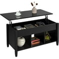 thumbnail image 1 of Coffee Table, Lift Top Coffee Table w/Hidden Storage Compartment & Lower 3 Cube Open Shelves, Lift Tabletop Coffee Table for Living Room/Reception Room/Office, Black, 1 of 10