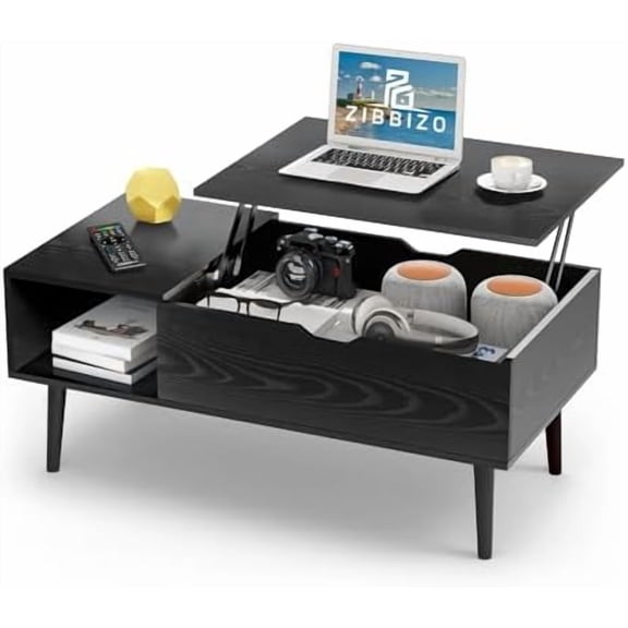 Coffee Table, Lift Top Coffee Tables for Living Room, Small Modern Wooden Center Tables with Storage Shelf and Hidden Compartment$$Furniture
