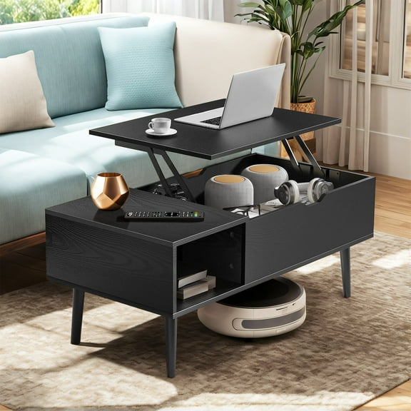 Coffee Table, Lift Top Coffee Tables for Living Room, Small Modern Wooden Center Tables with Storage Shelf and Hidden Compartment