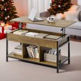 thumbnail image 1 of Coffee Table for Living Room, Lofka Lift Top Wooden Table with 3 Storage Shelves and Hidden Compartment, Perfect for Apartment and Small Spaces, Rustic Brown, 1 of 5