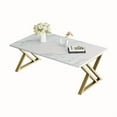 thumbnail image 1 of Coffee Table Living Room Table Centre Table, Faux Marble Rectangular Tea Table With Sturdy Metal Frame, Industrial Wooden Coffee Table For Bedroom Home Office, 1 of 12