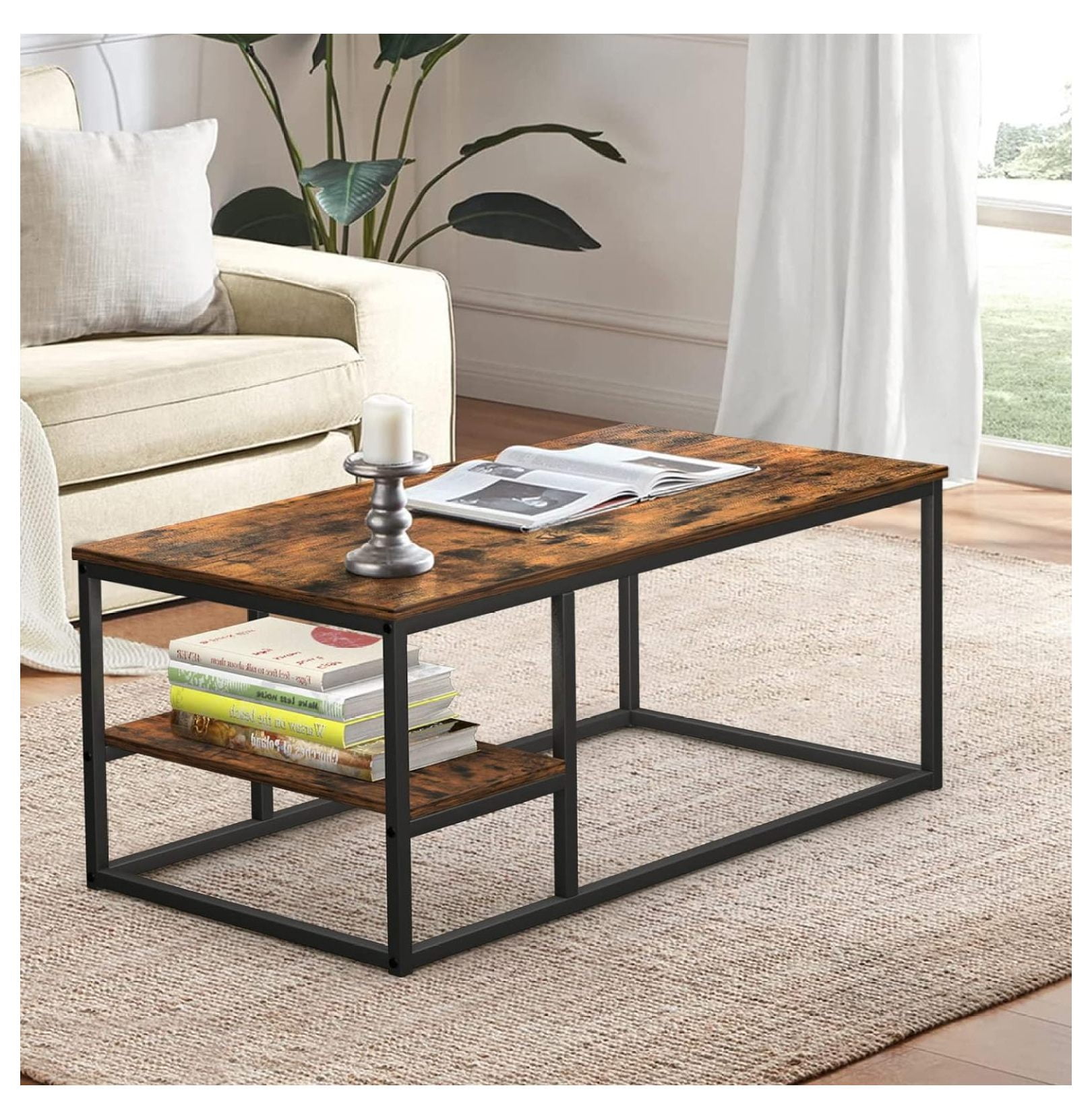 Coffee Table, Living Room Table, Coffee Table with Steel Frame and