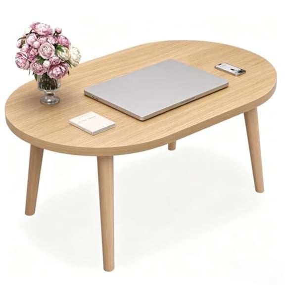 Coffee Table Low Table with 4 Solid Wood Leg Floor Table Desk for Sitting on The Floor Small Coffee Table for Small Space Japanese Side Table for Living Room Apartment Home Rectangle Brown