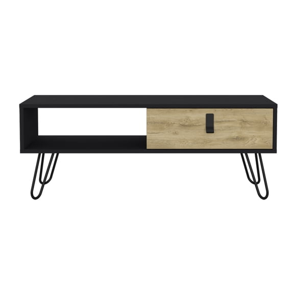 Coffee Table Magness, Modern -Tone Design, Open Shelf & Drawer Storage