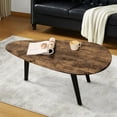 thumbnail image 1 of Coffee Table Modern Oval Coffee Tables Retro Center Table for Small Space Mid Century Coffee Table Rustic Accent Table for Living Room Home Office, Easy Assembly 22" D x 43" W x 18" H, 1 of 14