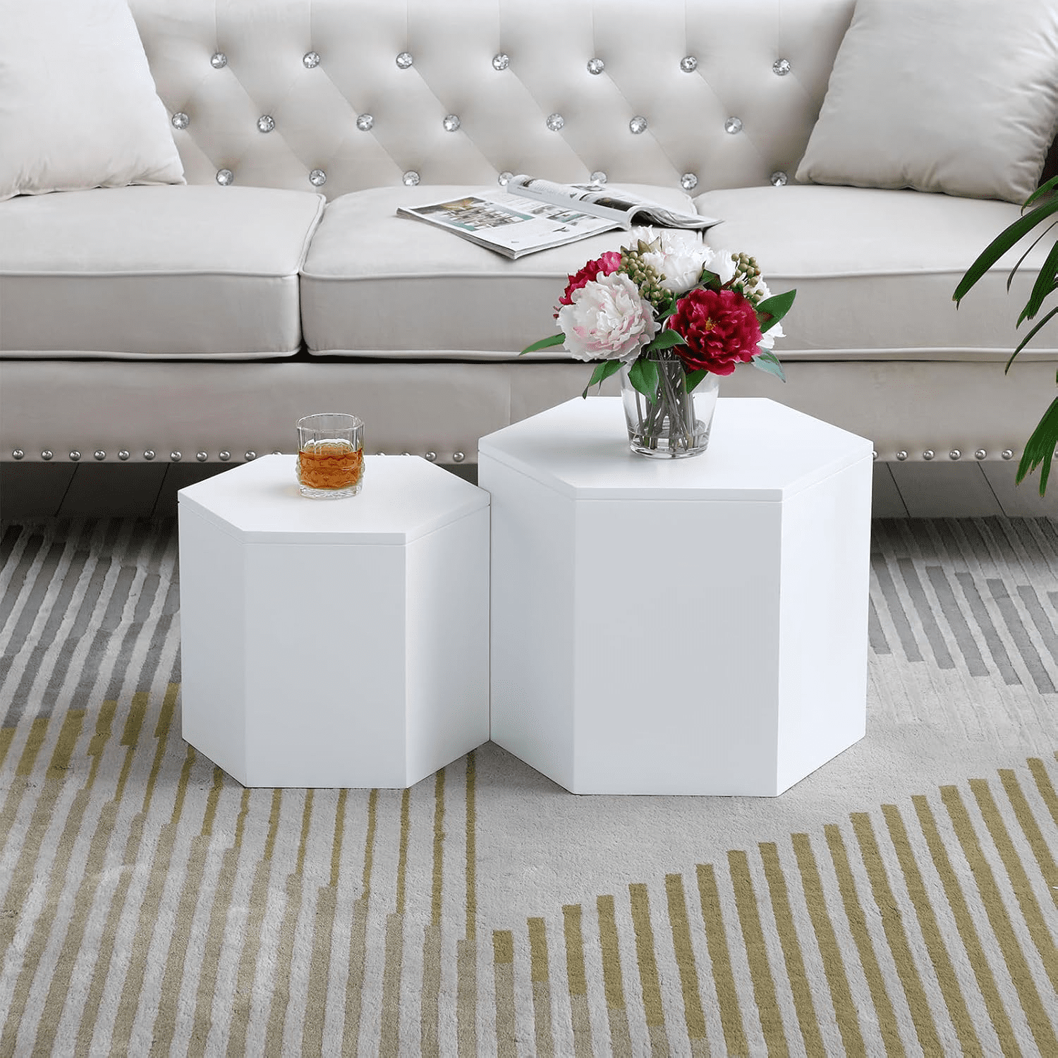 Coffee Table Nesting Coffee Table Hexagonal Side Table Hexagonal Wooden ...