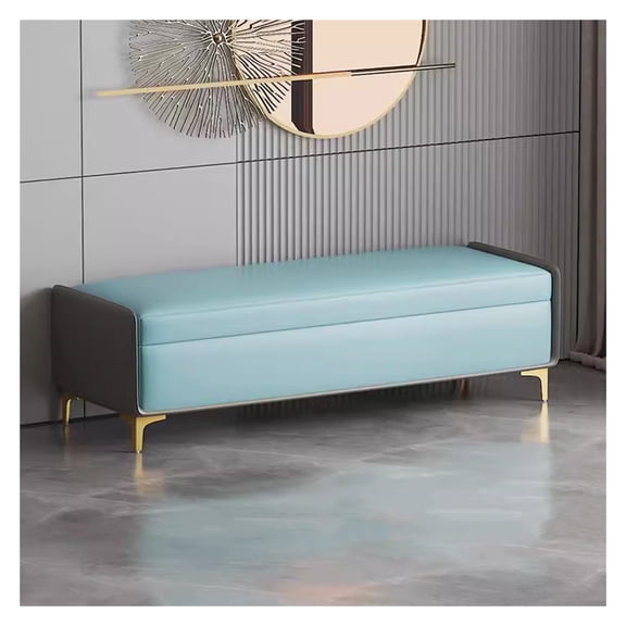 Coffee Table Ottoman,Faux Leather Long Storage Chest Footrest Seat,Storage Ottoman Bench Upholstered Rectangle Ottoman with Hinge Lid for Entryway