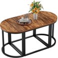 thumbnail image 1 of Coffee Table Oval 3pcs Set, Modern Living Room Table with 2 End Tables, Small Center Table with Metal Frame for Home Apartment, Gray Wash, 1 of 14