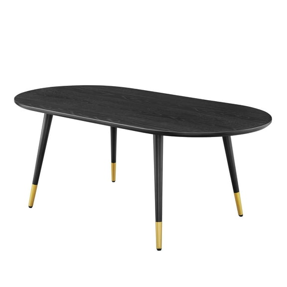 Coffee Table, Oval, Wood, Black, Modern Contemporary Urban Design, Living Lounge Room Hotel Lobby Hospitality