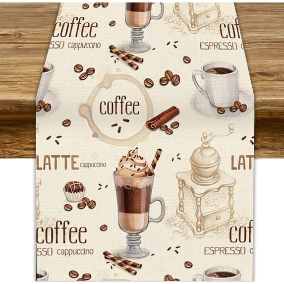 Rustic Modern Table Runner Coffee Table Runner 13x120inch, Rustic Vintage Latte Chocolate Sweets ...