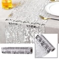 thumbnail image 1 of Outdoor Table Runner, Silver Sheer Lace 28X275 inch Overlay, Dining Table Runner with Durable Textured Weave for Party decorations, Wedding Table decor, Patio and Dining Room, 1 of 7