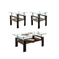 thumbnail image 1 of Coffee Table Set of 3,including 1 Coffee Table and 2 Square Eed Tables,living Room Table Set with Tempered Glass for Apartment Home Office,Clear Glass/Black Base, 1 of 5