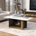 thumbnail image 1 of Coffee Table Set, Modern Square Tables, Living Room End Table Set of 2 with Spacious Top and Metal Frame, Durable MDF Construction, 47.2" and 19.7" Two-Piece Set, White, 1 of 11
