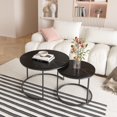 thumbnail image 1 of Coffee Table Set of 2,27.6 inch Round Coffee Table with Sturdy Metal Frame,End Table Side Tables for Living Room Bedroom,Black, 1 of 7