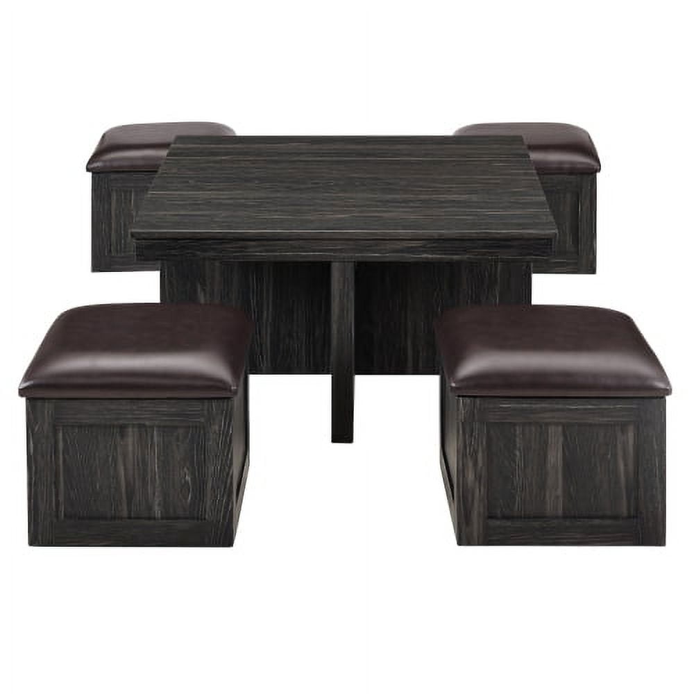 Coffee Table Set of 5, Dining Table with 4 Storage Stools for Office