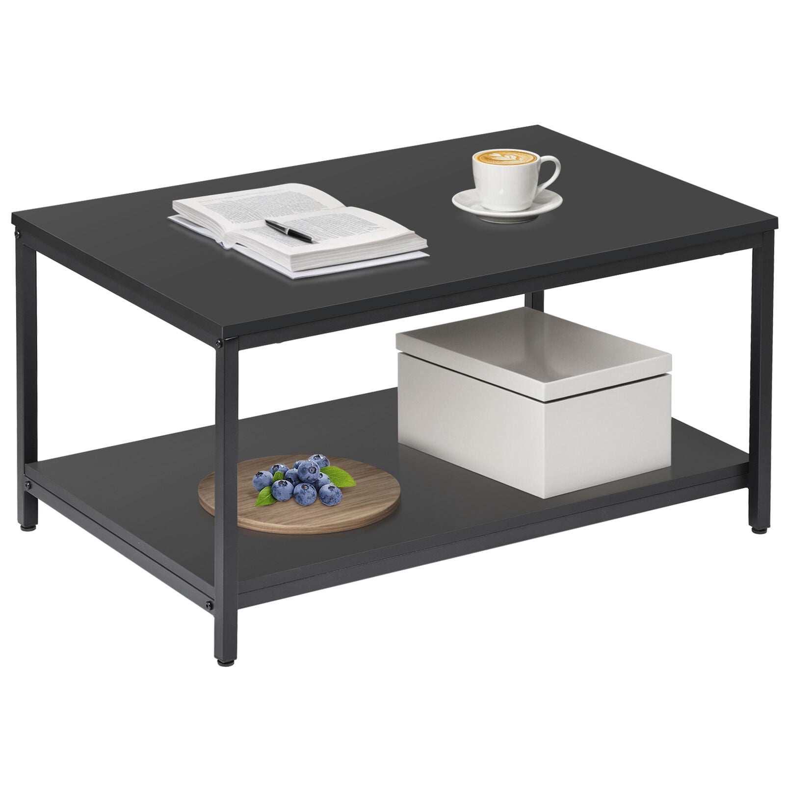 Coffee Table Shelf Storage Drawer Metal Feet Retro Style Home Deep — free download