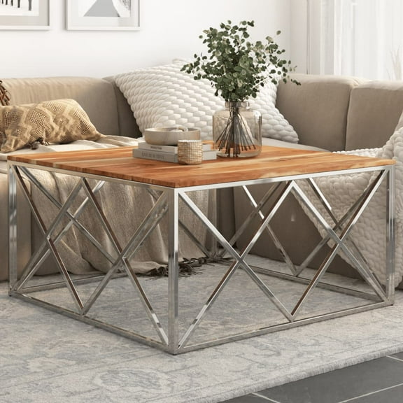vidaXL Coffee Table Silver Stainless steel 39.4 in Appealing Design
