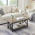thumbnail image 1 of Coffee Table with Storage, 39inch Modern 2-Tier Coffee Tables for Living Room, X-Frame Design Farmhouse Coffee Table Space Saving Living Room Small Tables, Easy Assembly, Grey Wash, 1 of 8