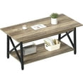 thumbnail image 1 of Coffee Table with Storage, 39inch Modern 2-Tier Coffee Tables for Living Room, X-Frame Design Farmhouse Coffee Table Space Saving Living Room Small Tables, Easy Assembly, Grey Wash, 1 of 9