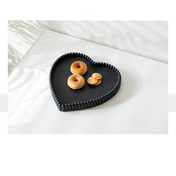Coffee Table Tray, Home Decor Heart Shaped Tray, Concrete Black Coffee Table Decor Trays, Serving Decorative Trays for Dining Table