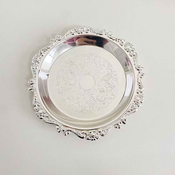 Coffee Table Tray – Round Decorative Metal Dessert Plate for Snacks, Cupcakes, Fruits, Cheese, Cookies, Teacup Holder, Jewelry Storage, Serving Tray for Home, Wedding, Parties, Living Room, B