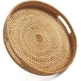 thumbnail image 1 of Coffee Table Tray Round Rattan Ottoman Tray Woven Serving Trays with Handles for Home and Kitchen Decorative White (Large 14 inch x 2.8 inch), 1 of 8