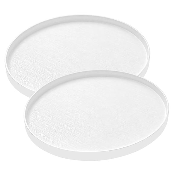 Coffee Table Tray Set, Round PP 2 Piece Raised Side Serving and Display Trays for Tabletop Organization