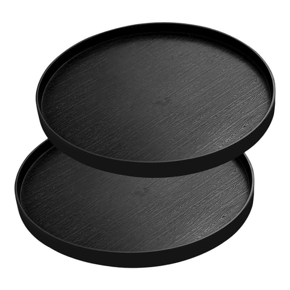 Coffee Table Tray Set, Round PP 2 Piece Raised Side Serving and Display Trays for Tabletop Organization