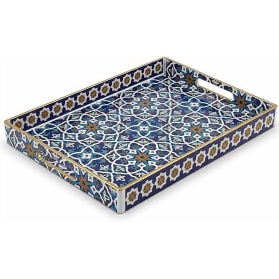 Coffee Table Trays for Living Room Serving Tray with Handles, Modern Large Tray for Ottoman Coffee Table
