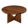 thumbnail image 1 of Coffee Table, Walnut, Wood, Round, Living Kitchen Cafe Bistro Hospitality Restaurant, Modern Contemporary HB36527, 1 of 9
