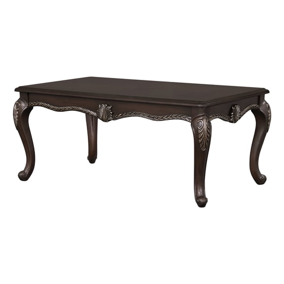 Coffee Table | With Elegant Floral Trim for Classic Room Decor | Made of Synthetic Wood and Resin for Durability | KD Construction for Easy Setup