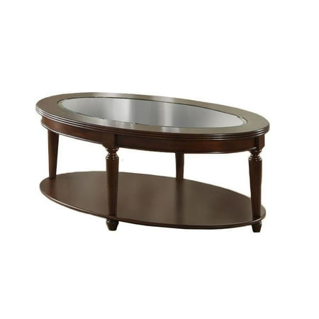 Coffee Table With Open Bottom Shelf, Dark Cherry