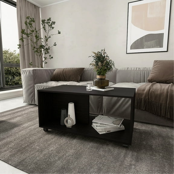 Coffee Table With Plentiful Storage Options And Easily Transportable Caster Wheels - Living Area Graceful Practical Conveniently Rolling Space