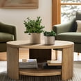 thumbnail image 1 of Coffee Table With Round Surface And Shelf, Build, Natural Color, 18"h X 36" Storage Clean Design,, 1 of 3