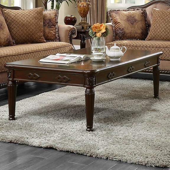 Coffee Table With Thick Tabletop - Ensures Long-term Use Turned Legs Provides A Stable Base