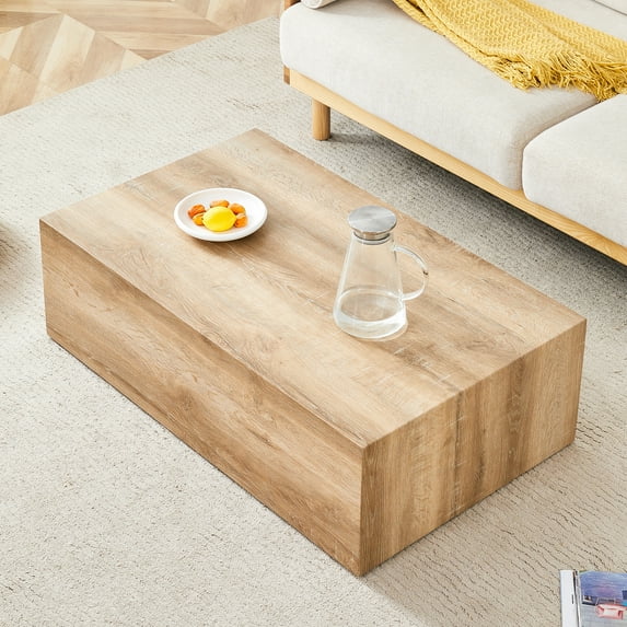 Coffee Table With Wood, Sleek Appearance, Rectangular Stand Table, Wood Color Texture, For Living Room