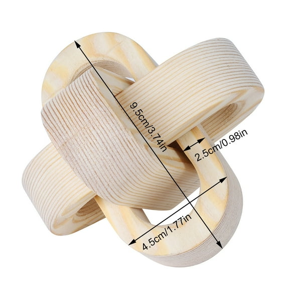 Coffee Table Wood Chain Decor,Coffee Table Book Shelf Decor,Boho Farmhouse Rustic Modern Wood Knot Chain Link Décor,Desk Decor for Office,Home Decor Gift