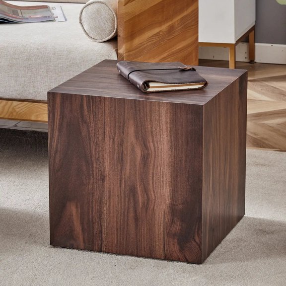 Coffee Table Wood Grain MDF Walnut Design Accent Cube fashion texture various