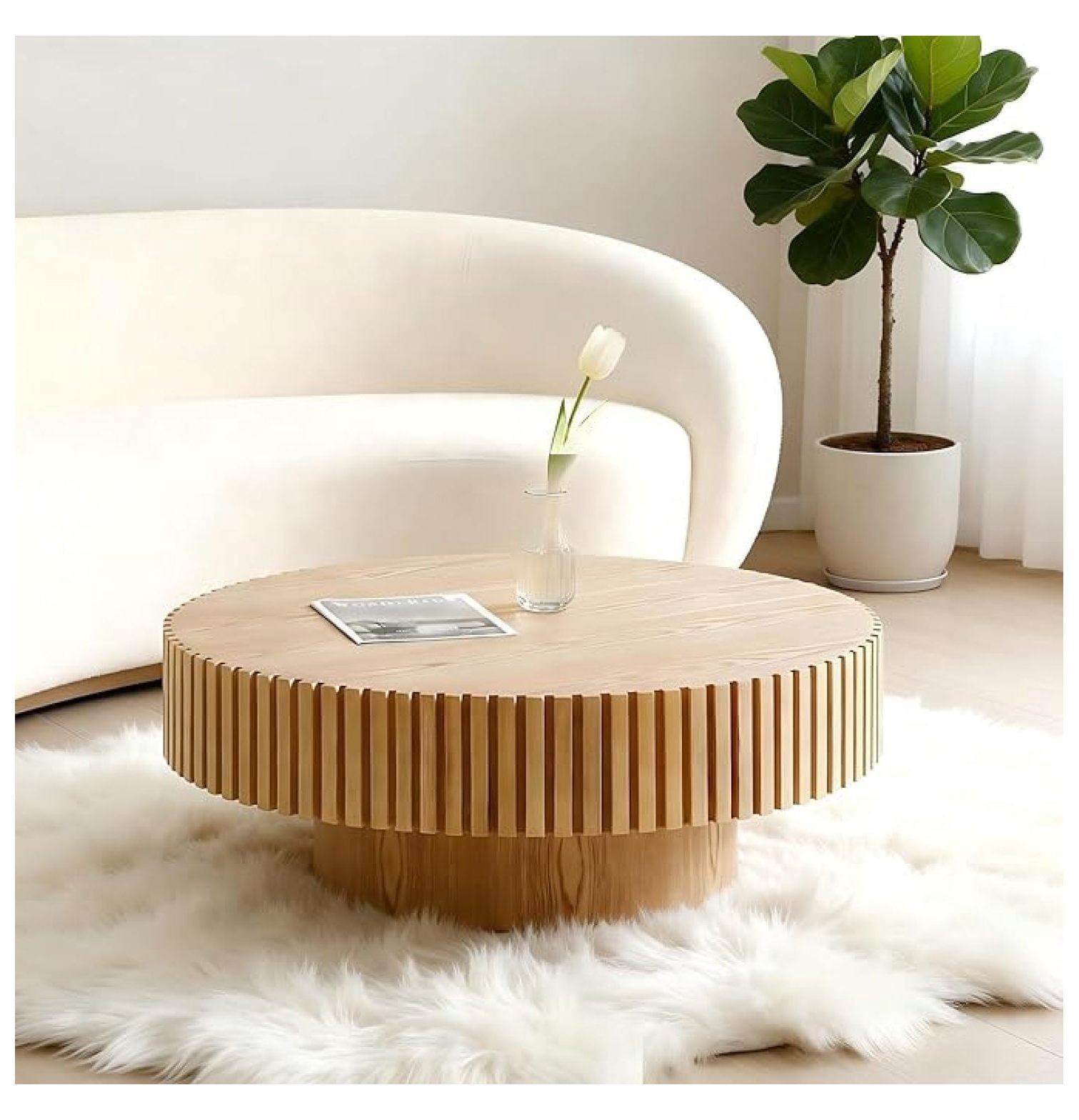 Coffee Table Wood for Living Room Wooden Round Tables Small Circle ...