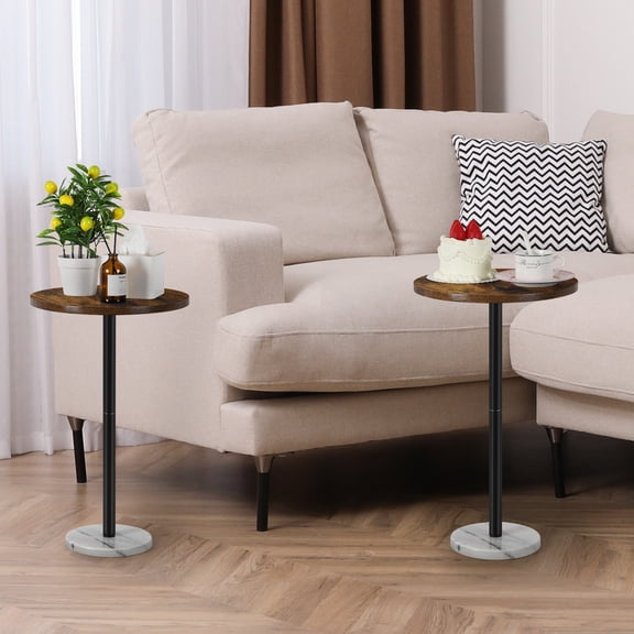 Coffee Table for Small Spaces, Small Round Side Table, Sofa Coffee Table, Alfresco Coffee Table, Brown, Pack of 2