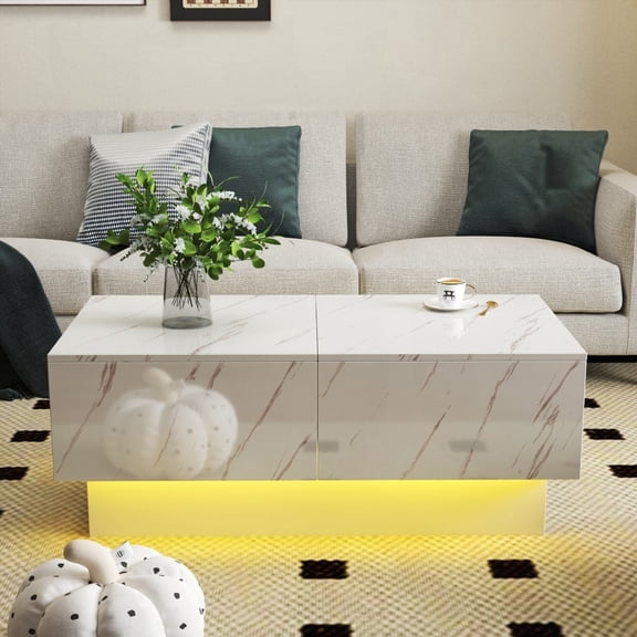 Coffee Table in Living Room - Sliding Top & Spacious Hidden Compartments, 57.09 Inches