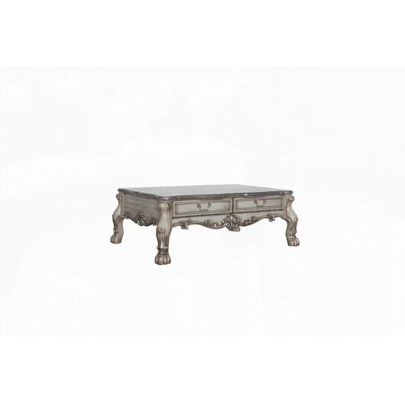 Space-Saving Bone White Coffee Table with 2 Drawers and Vintage Finish for Living Room.